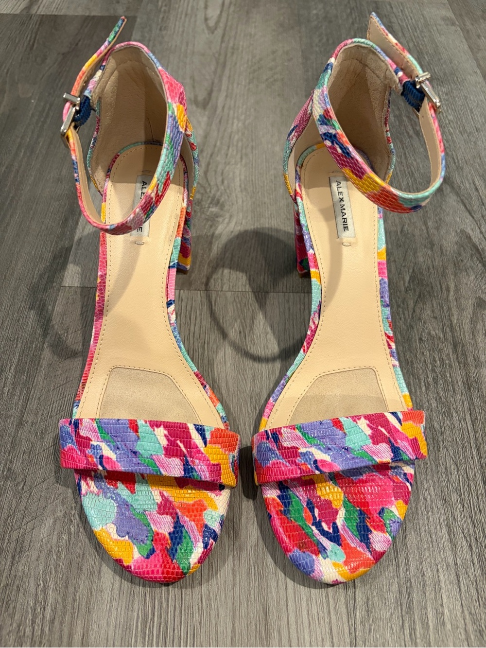Alex Marie Halmar Ankle Strap Leather Sandals Heels Watercolor Pink Size 8.5 - Picture 2 of 6